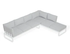 LEVEL Fino Config E - Outdoor Modular Sofa In Matt White Aluminium With Light Grey Cushions -Level Furniture Outlet Store 2 3 seaters L config white