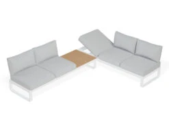 LEVEL Fino Config F - Outdoor Modular Sofa In Matt White Aluminium With Light Grey Cushions -Level Furniture Outlet Store 2 3seater sun lounge teak middle white