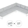 LEVEL Fino Config E - Outdoor Modular Sofa In Matt White Aluminium With Light Grey Cushions