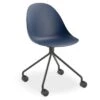 LEVEL Pebble Chair Navy Blue With Shell Seat - Pyramid Fixed Base With Castors - Black