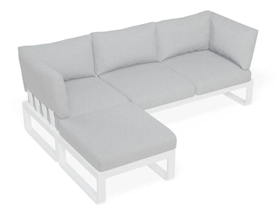 LEVEL Fino Config C - Outdoor Modular Sofa In Matt White Aluminium With Light Grey Cushions 4 LEVEL Fino Config C - Outdoor Modular Sofa In Matt White Aluminium With Light Grey Cushions - Image 4