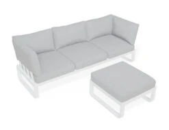 LEVEL Fino Config C - Outdoor Modular Sofa In Matt White Aluminium With Light Grey Cushions 15 LEVEL Fino Config C - Outdoor Modular Sofa In Matt White Aluminium With Light Grey Cushions -Level Furniture Outlet Store 3 seater 2 arms floating ottoman white