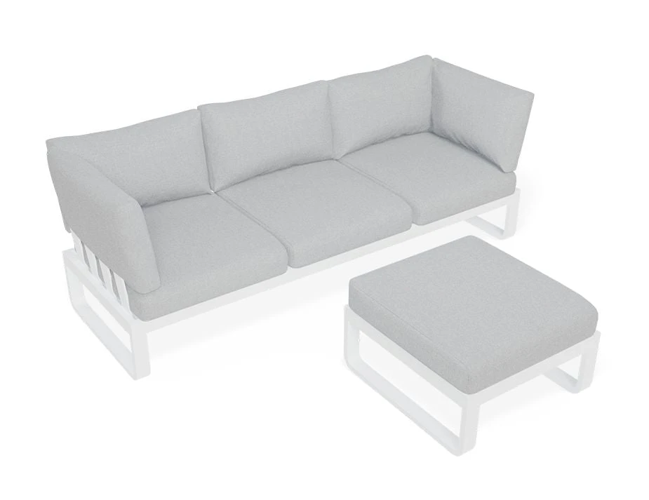 LEVEL Fino Config C - Outdoor Modular Sofa In Matt White Aluminium With Light Grey Cushions 6 LEVEL Fino Config C - Outdoor Modular Sofa In Matt White Aluminium With Light Grey Cushions - Image 6