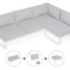 LEVEL Fino Config C - Outdoor Modular Sofa In Matt White Aluminium With Light Grey Cushions