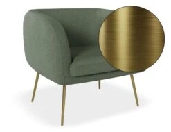 LEVEL Amour Lounge Chair - Kelp Green - Brushed Matt Gold Legs
