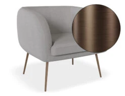 LEVEL Amour Lounge Chair - Cloud Grey - Brushed Matt Bronze Legs