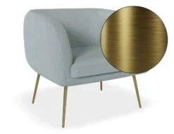 LEVEL Amour Lounge Chair - Sky Blue - Brushed Matt Gold Legs