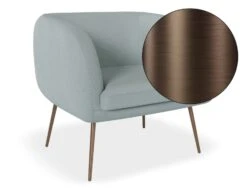 LEVEL Amour Lounge Chair - Sky Blue - Brushed Matt Bronze Legs