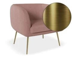 LEVEL Amour Lounge Chair - Blush Pink - Brushed Matt Gold Legs