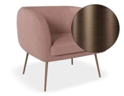 LEVEL Amour Lounge Chair - Blush Pink - Brushed Matt Bronze Legs