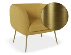 LEVEL Amour Lounge Chair - Tuscan Yellow - Brushed Matt Gold Legs