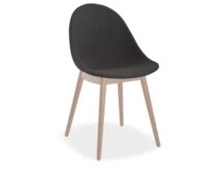 LEVEL Pebble Anthracite Fabric Upholstered Chair - Natural Beechwood Base