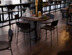 LEVEL Rylie Chair - Padded Seat With Black Backrest - Tan Vintage Vegan Leather Seat -Level Furniture Outlet Store B100216200 l1 B100216201 l1 rylie chair lifestyle4d black black