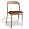 LEVEL Mia Chair - Natural With Pad - Vintage Tan Vegan Leather Seat Pad