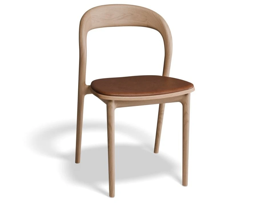 LEVEL Mia Chair - Natural With Pad - Vintage Green Vegan Leather Seat Pad 2 LEVEL Mia Chair - Natural With Pad - Vintage Green Vegan Leather Seat Pad - Image 2