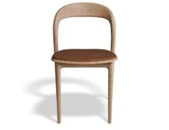 LEVEL Mia Chair - Natural With Pad - Vintage Tan Vegan Leather Seat Pad -Level Furniture Outlet Store B100229101 p4 mia diningchair natural tanvinyl front