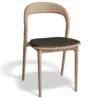 LEVEL Mia Chair - Natural With Pad - Vintage Green Vegan Leather Seat Pad