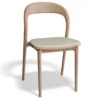 LEVEL Mia Chair - Natural With Pad - White Vegan Leather Seat Pad