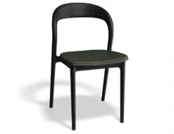 LEVEL Mia Chair - Black Ash With Pad - Vintage Green Vegan Leather Seat Pad