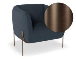 LEVEL Belle Lounge Chair - Midnight Blue - Brushed Matt Bronze Legs