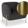 LEVEL Belle Lounge Chair - Storm Grey - Brushed Matt Gold Legs
