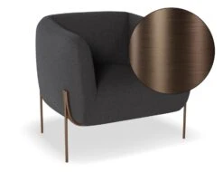 LEVEL Belle Lounge Chair - Storm Grey - Brushed Matt Bronze Legs