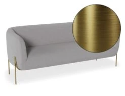 LEVEL Belle 2.5 Seater Sofa - Cloud Grey - Brushed Matt Gold Legs