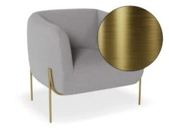 LEVEL Belle Lounge Chair - Cloud Grey - Brushed Matt Gold Legs