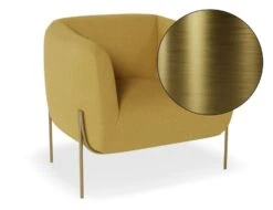 LEVEL Belle Lounge Chair - Tuscan Yellow - Brushed Matt Gold Legs