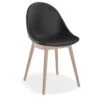 LEVEL Pebble Chair Black Upholstered Vintage Seat - Natural Beechwood Base