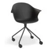 LEVEL Pebble Armchair Black With Shell Seat - Pyramid Fixed Base With Castors