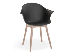 LEVEL Pebble Armchair Black With Shell Seat - 4 Post Base -Level Furniture Outlet Store BlackSeat WoodBase MAIN