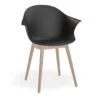 LEVEL Pebble Armchair Black With Shell Seat - Natural Beechwood Base