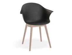 LEVEL Pebble Armchair Black With Shell Seat - Natural Beechwood Base