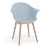 LEVEL Pebble Armchair Pale Blue With Shell Seat - Natural Beechwood Base