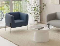 LEVEL Belle Lounge Chair - Midnight Blue - Brushed Matt Gold Legs -Level Furniture Outlet Store Blue Belles Website2 89b8069a 2664 4631 b879 b50e2367b2ac