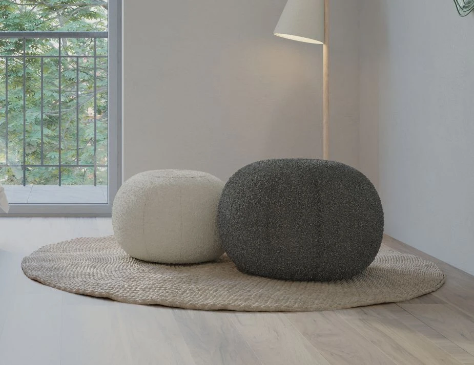 LEVEL Ronde Pouf In Elephant Boucle - Large 3 LEVEL Ronde Pouf In Elephant Boucle - Large - Image 3