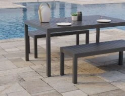 LEVEL Halki Bench Seat - Outdoor - 120cm - Charcoal -Level Furniture Outlet Store Charcoal 120 Bench Poolside2