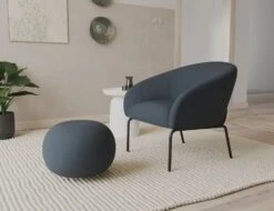 LEVEL Solace Lounge Chair - Midnight Blue - Matt Black Legs -Level Furniture Outlet Store Dark Blue Solace Main