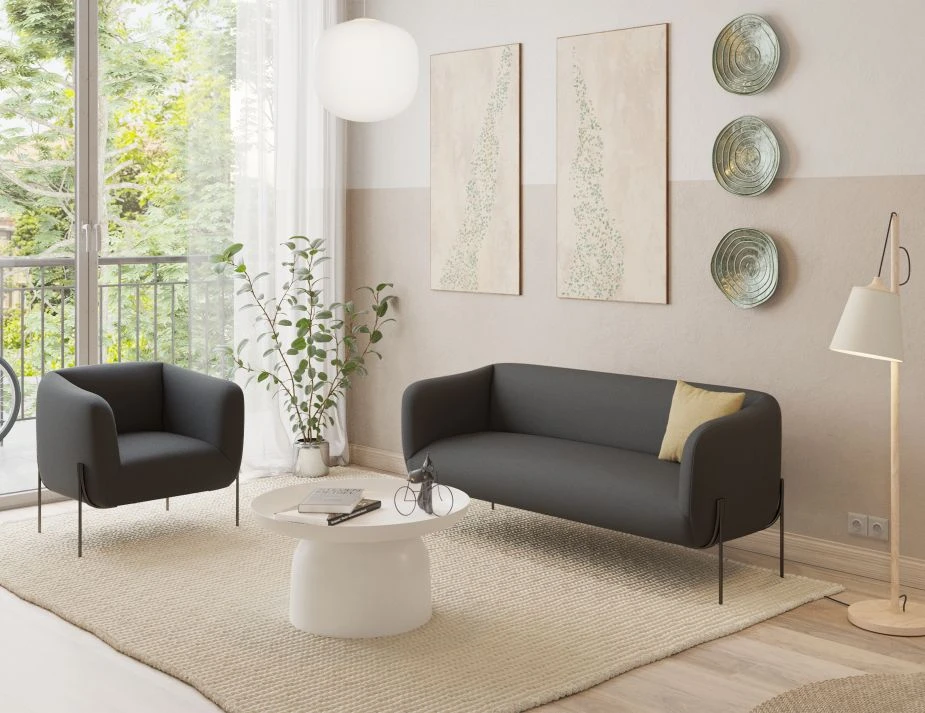 LEVEL Belle 2.5 Seater Sofa - Storm Grey - Matt Black Legs 3 LEVEL Belle 2.5 Seater Sofa - Storm Grey - Matt Black Legs - Image 3