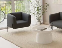 LEVEL Belle Lounge Chair - Storm Grey - Brushed Matt Bronze Legs -Level Furniture Outlet Store Dark Grey Belles Website1