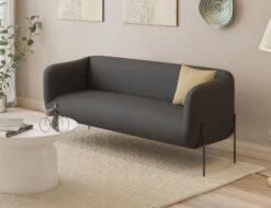 LEVEL Belle 2.5 Seater Sofa - Storm Grey - Brushed Matt Bronze Legs -Level Furniture Outlet Store Dark Grey Belles Website2 1337f6a1 11ba 48f8 bbbf 4a43905876a3