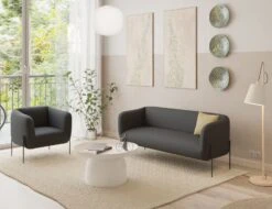 LEVEL Belle 2.5 Seater Sofa - Storm Grey - Brushed Matt Bronze Legs -Level Furniture Outlet Store Dark Grey Belles Website 5cf06b47 a353 44aa ab72 b2c43b6ce5ed