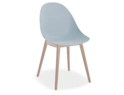 LEVEL Pebble Chair Pale Blue With Shell Seat - Natural Beechwood Base