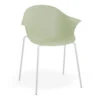 LEVEL Pebble Armchair Mint Green With Shell Seat - 4 Post Base With White Legs