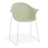 LEVEL Pebble Armchair Mint Green With Shell Seat - Sled Base With White Legs