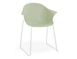 LEVEL Pebble Armchair Mint Green With Shell Seat - Sled Base With White Legs
