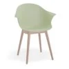 LEVEL Pebble Armchair Mint Green With Shell Seat - Natural Beechwood Base