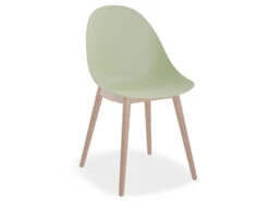 LEVEL Pebble Chair Mint Green With Shell Seat - 4 Post Stackable Base - Black -Level Furniture Outlet Store Green WoodBase MAIN