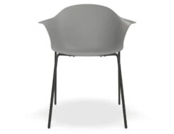 LEVEL Pebble Armchair Grey With Shell Seat - 4 Post Base With White Legs -Level Furniture Outlet Store GreySeat 4PostBaseBlack FRONT